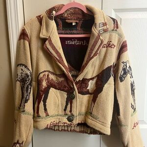 Vintage Horse Tapestry Jacket Southwestern Western Equine Cowgirl